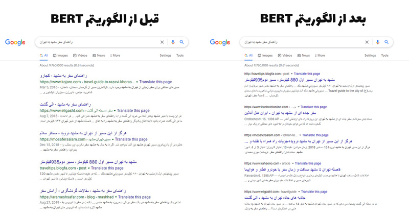 تغییرات الگوریتم برت B.E.R.T در زبان فارسی
