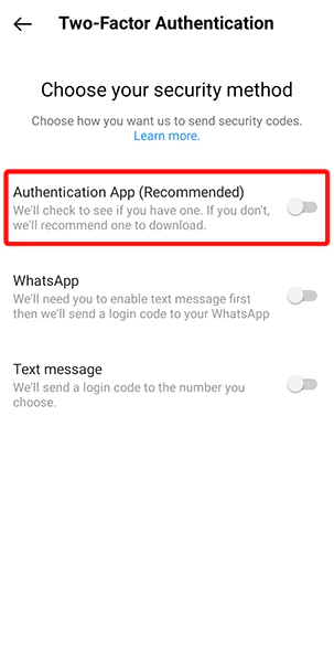فعالسازی تایید دو مرحله ای اینستاگرام به کمک authentication app