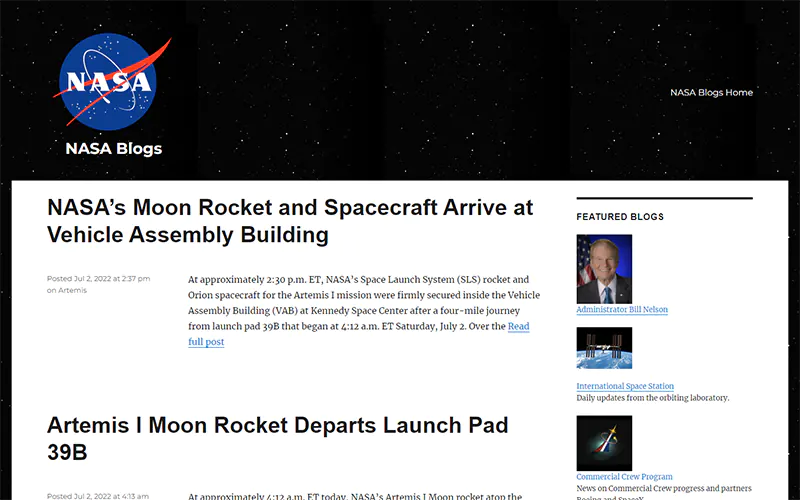 ناسا برای ساخت وبلاگ خود از وردپرس استفاده میکند