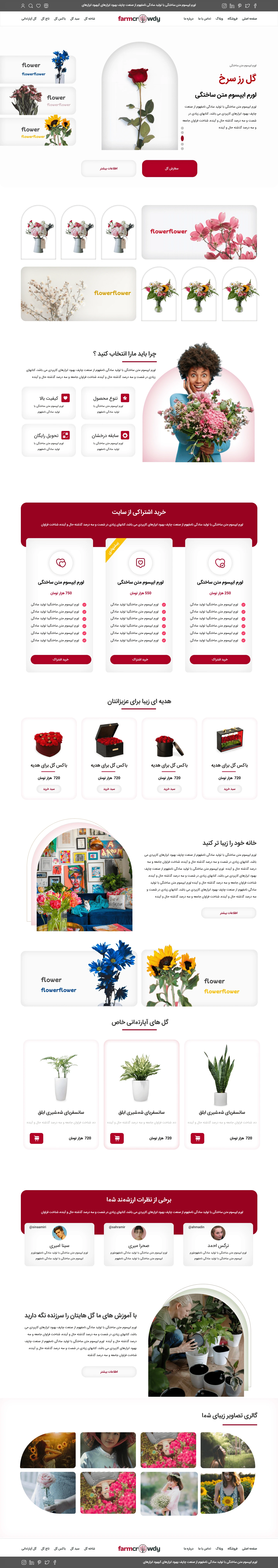 نمونه طراحی سایت برای کاربری فروشگاه اینترنتی گل